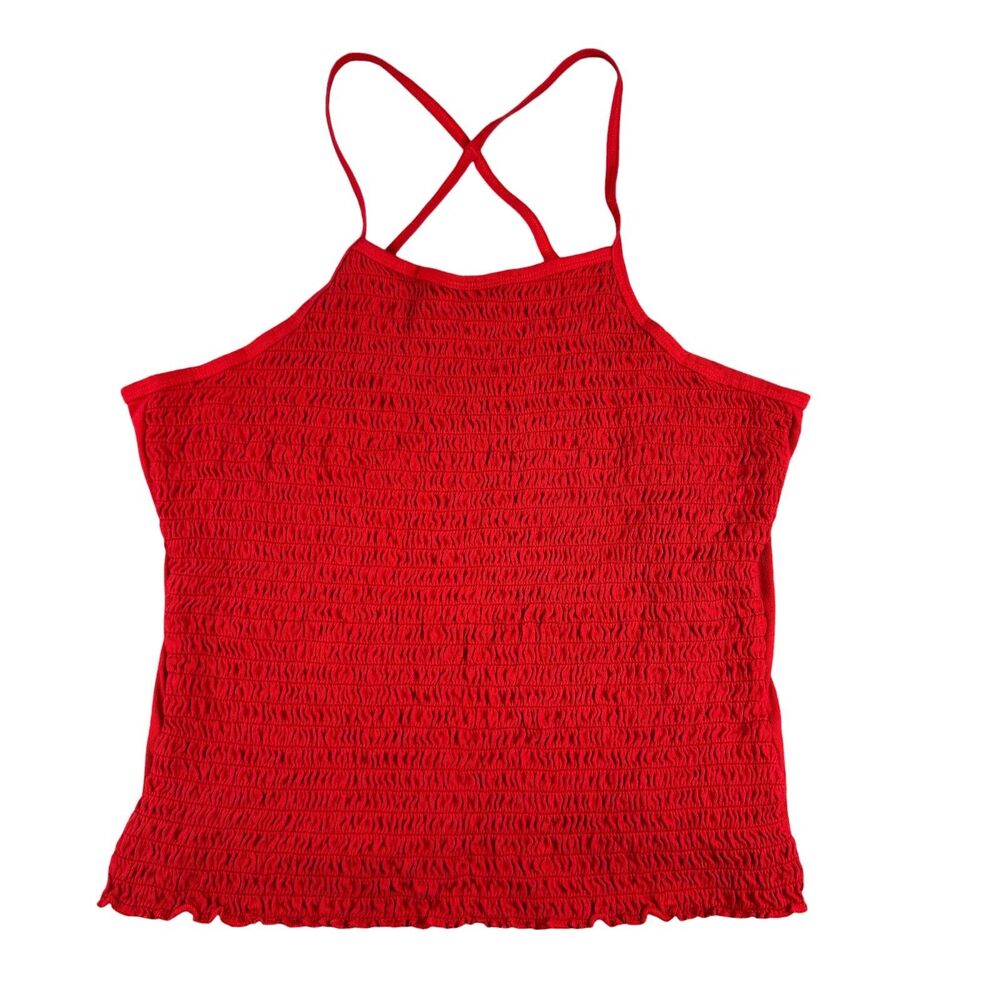 No Boundaries Top Women's Extra Large 15-17 Red Sleeveless Ribbed Cross Back